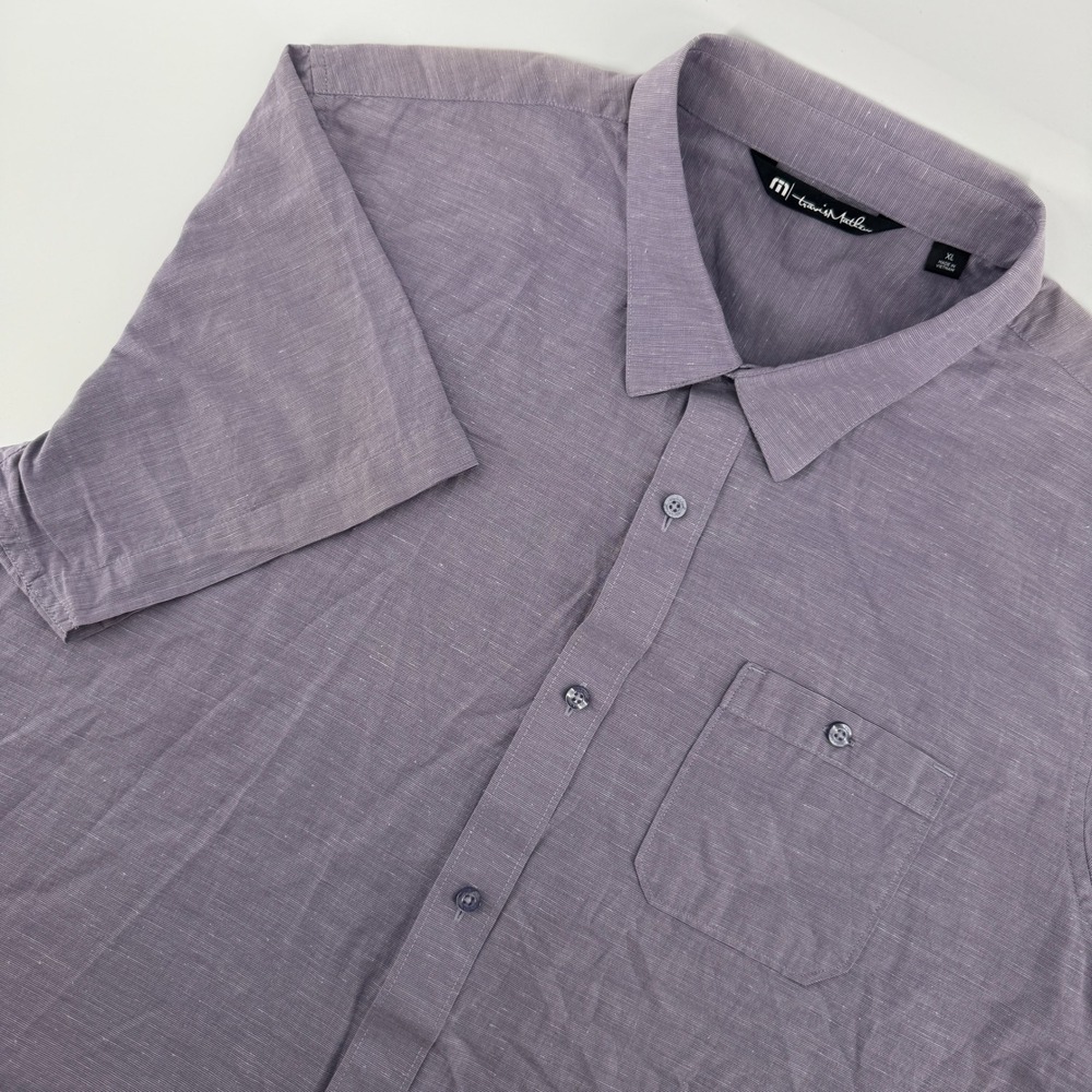 TravisMathew Button Down Shirt Mens XL Purple Short Sleeve Textured‎ 1MO475